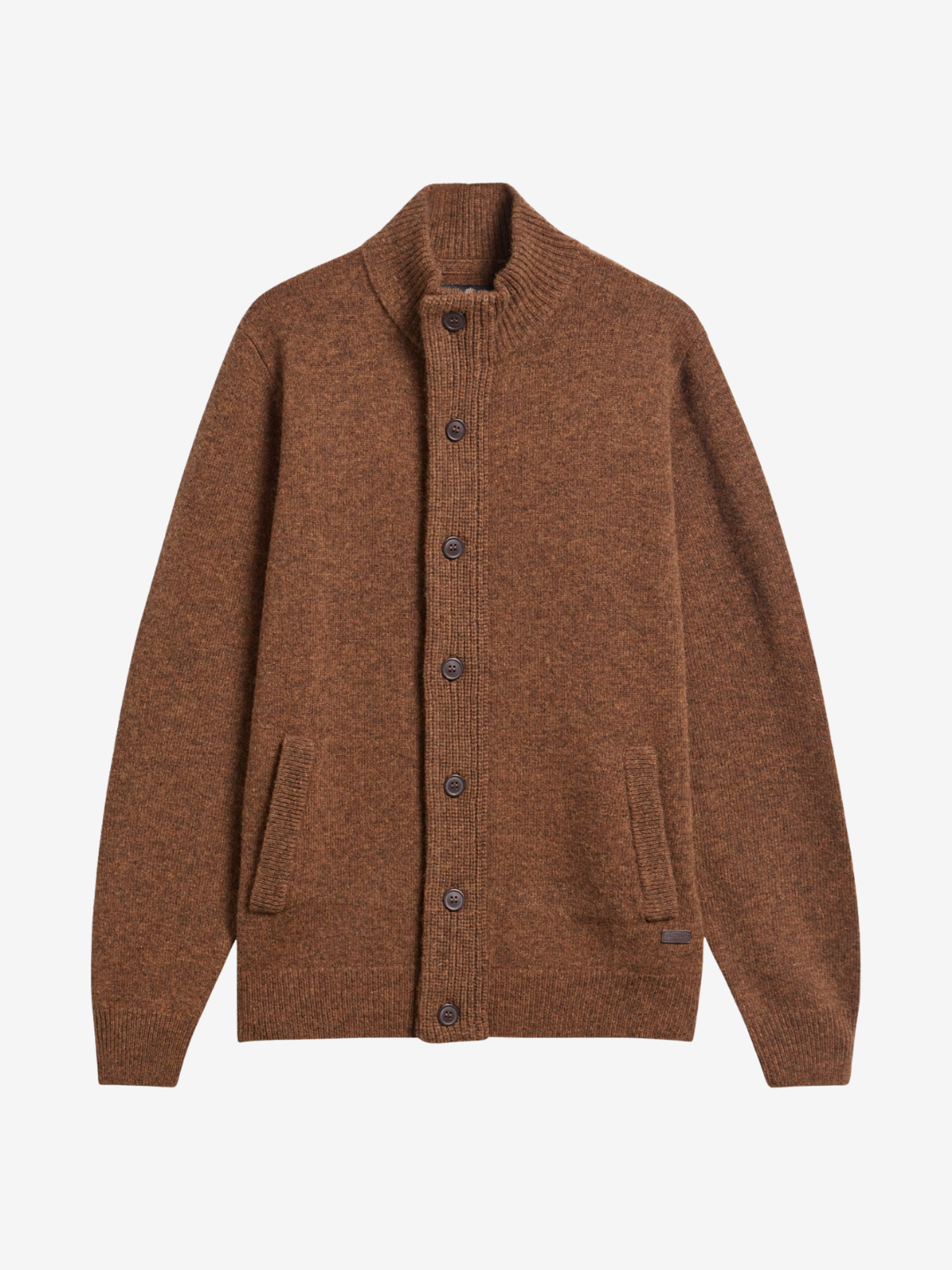 Barbour Sweaters S Essential Patch Zip Through Knitted Jumper - Bracken