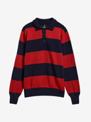 Barbour Sweaters S Scottish Made Striped Knitted Polo - Navy