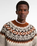 Barbour Sweaters Scottish Made Placement Fairisle Crew - Grey Marl