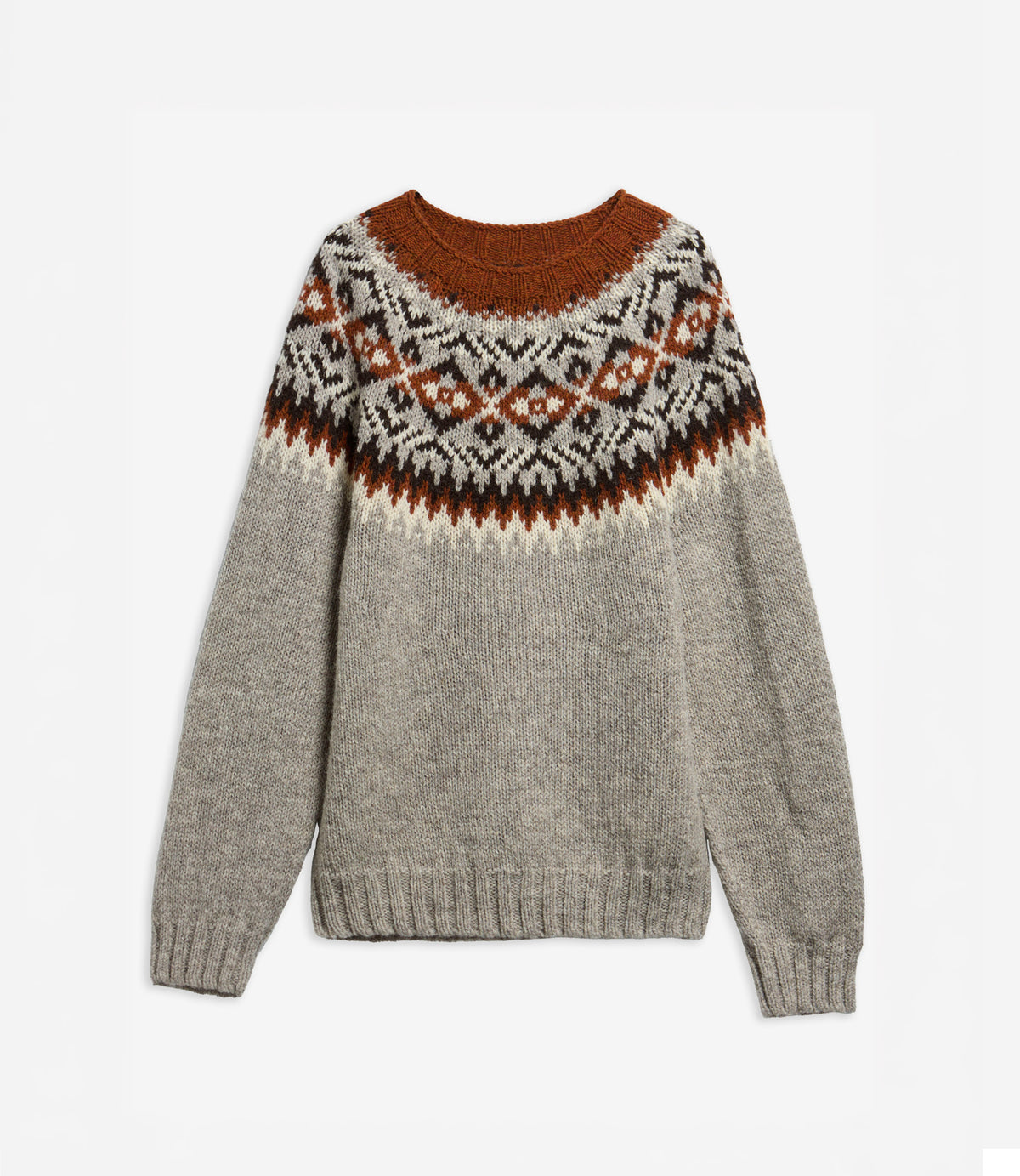 Barbour Sweaters Scottish Made Placement Fairisle Crew - Grey Marl