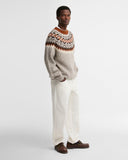 Barbour Sweaters Scottish Made Placement Fairisle Crew - Grey Marl