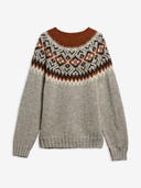 Barbour Sweaters Scottish Made Placement Fairisle Crew - Grey Marl