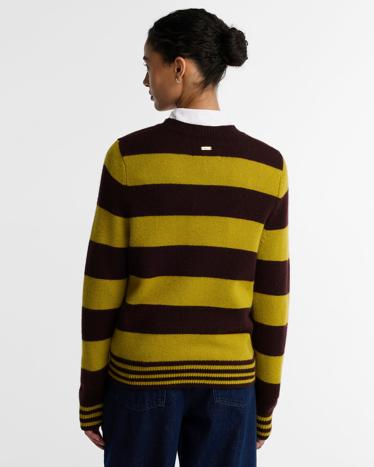 Barbour W Knitwear Woodhouse Striped Cashmere Blend Knitted Jumper - Fig Multi