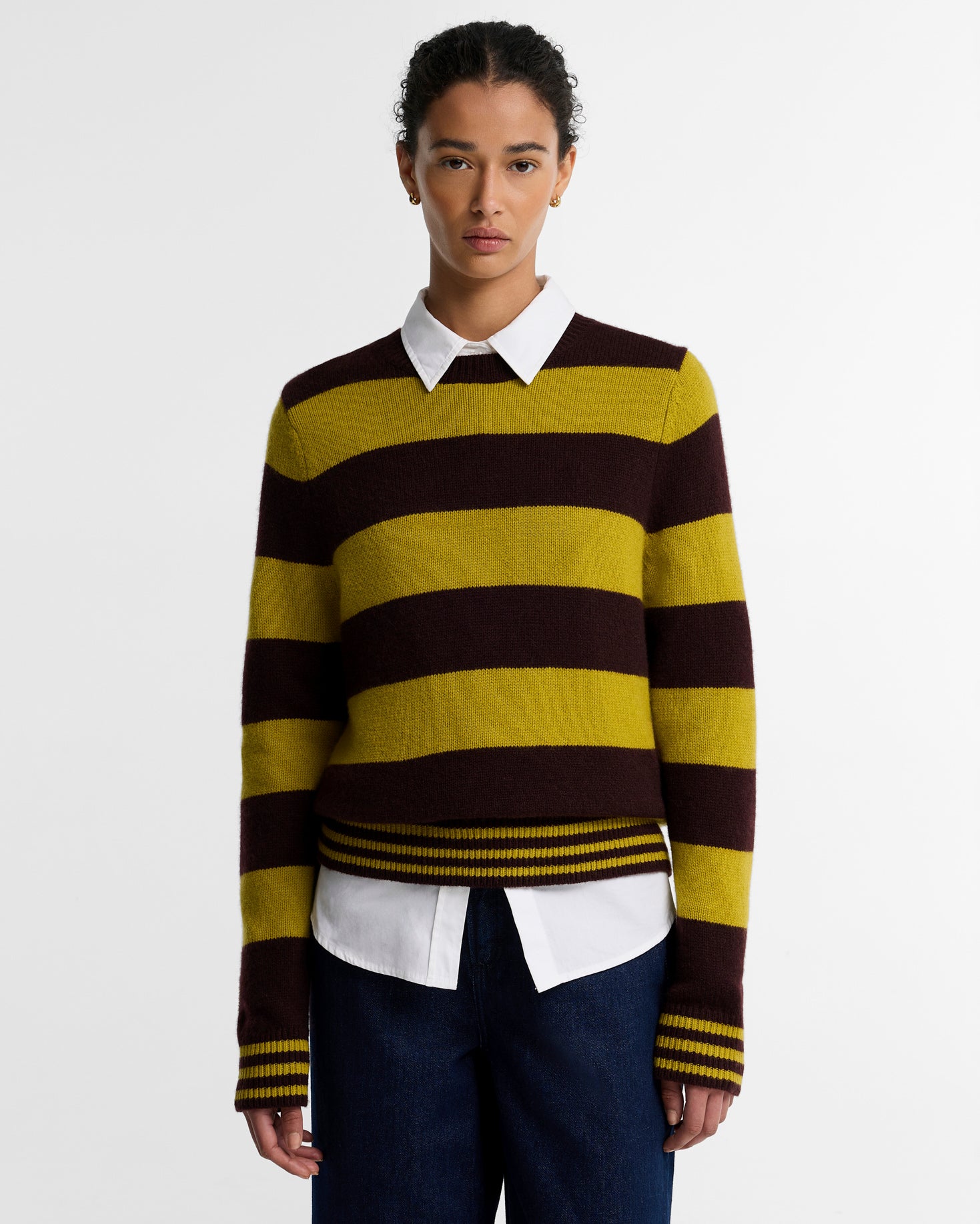 Barbour W Knitwear Woodhouse Striped Cashmere Blend Knitted Jumper - Fig Multi