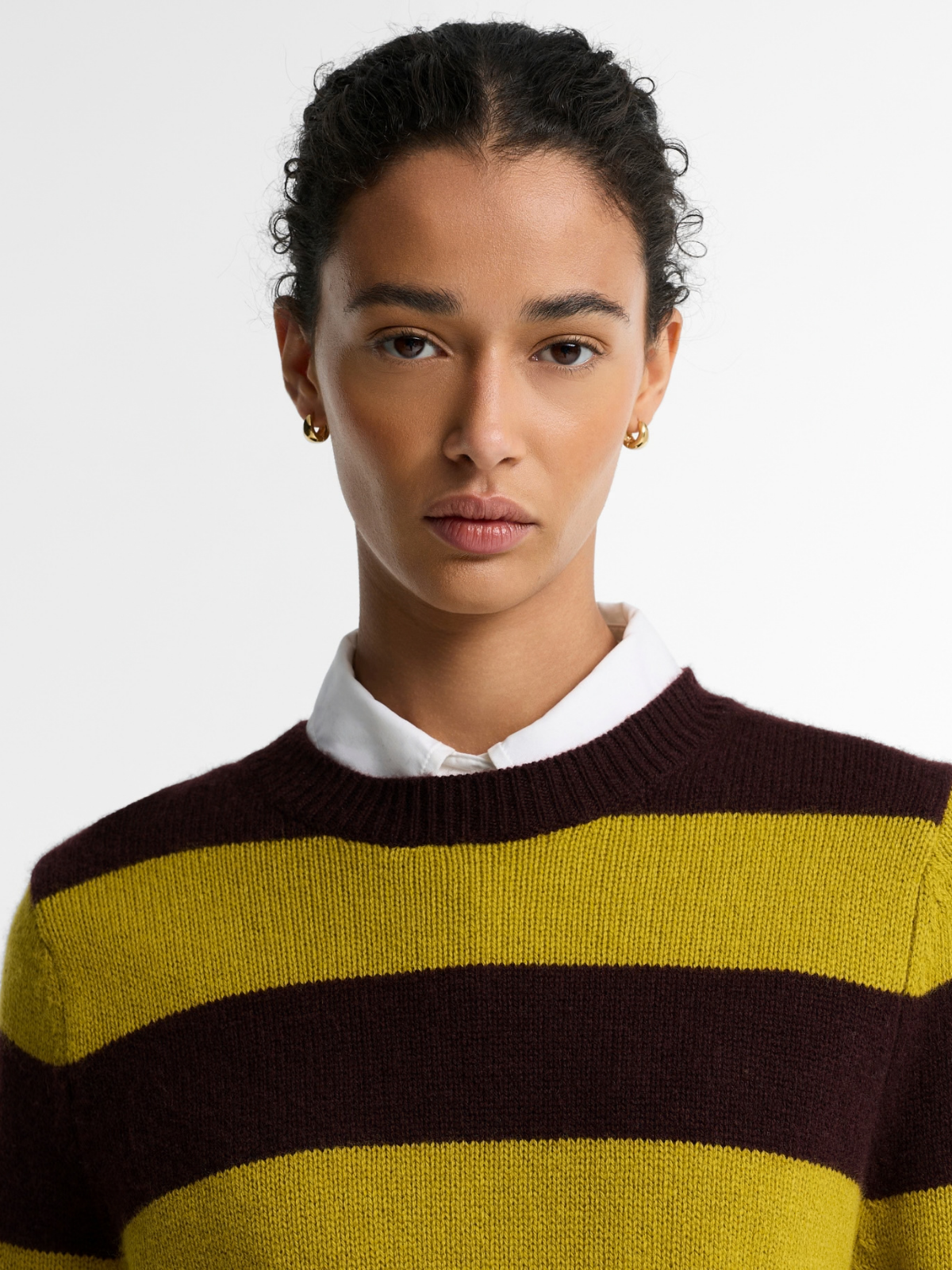 Barbour W Knitwear Woodhouse Striped Cashmere Blend Knitted Jumper - Fig Multi