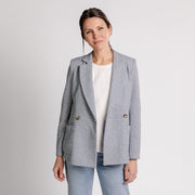 W Double Breasted Bicolor Blazer, Denim
