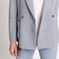 W Double Breasted Bicolor Blazer, Denim