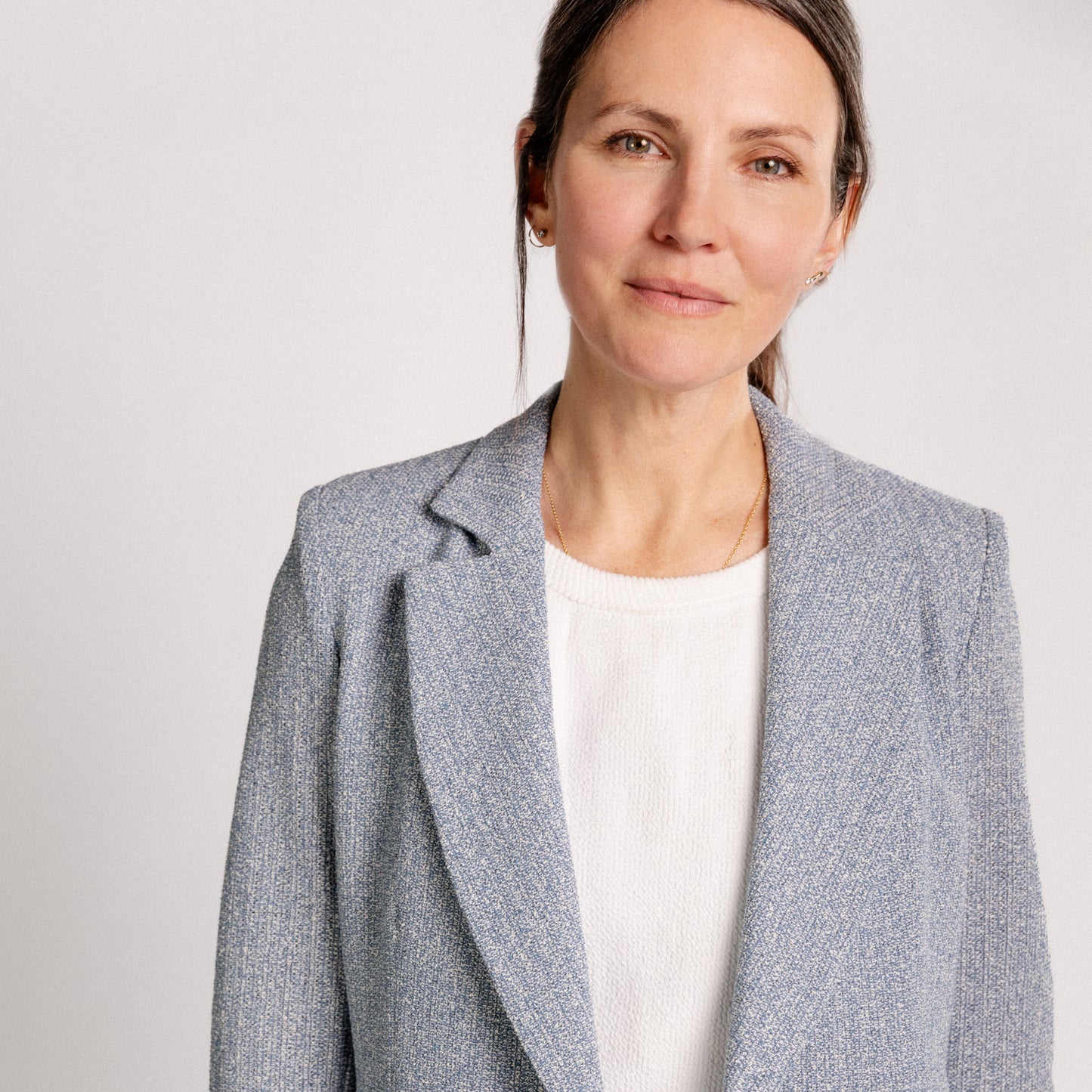 W Double Breasted Bicolor Blazer, Denim