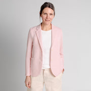 W Stand Up Collar Bicolor Blazer Frize, Pink