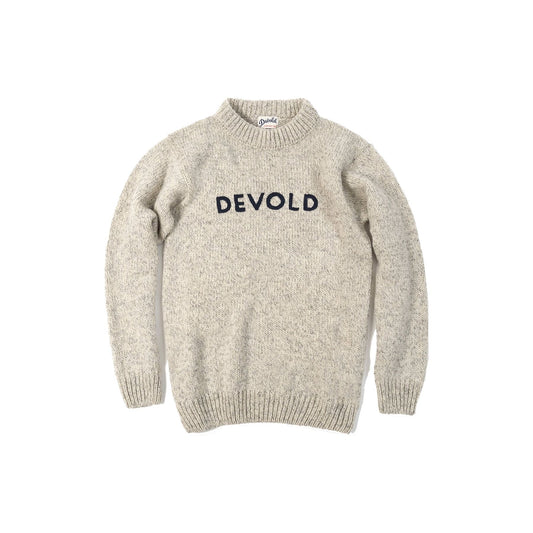 Devold M Sweaters Nansen Crew Neck, Grey Melange w/ Logo Chainstitch Embroidery