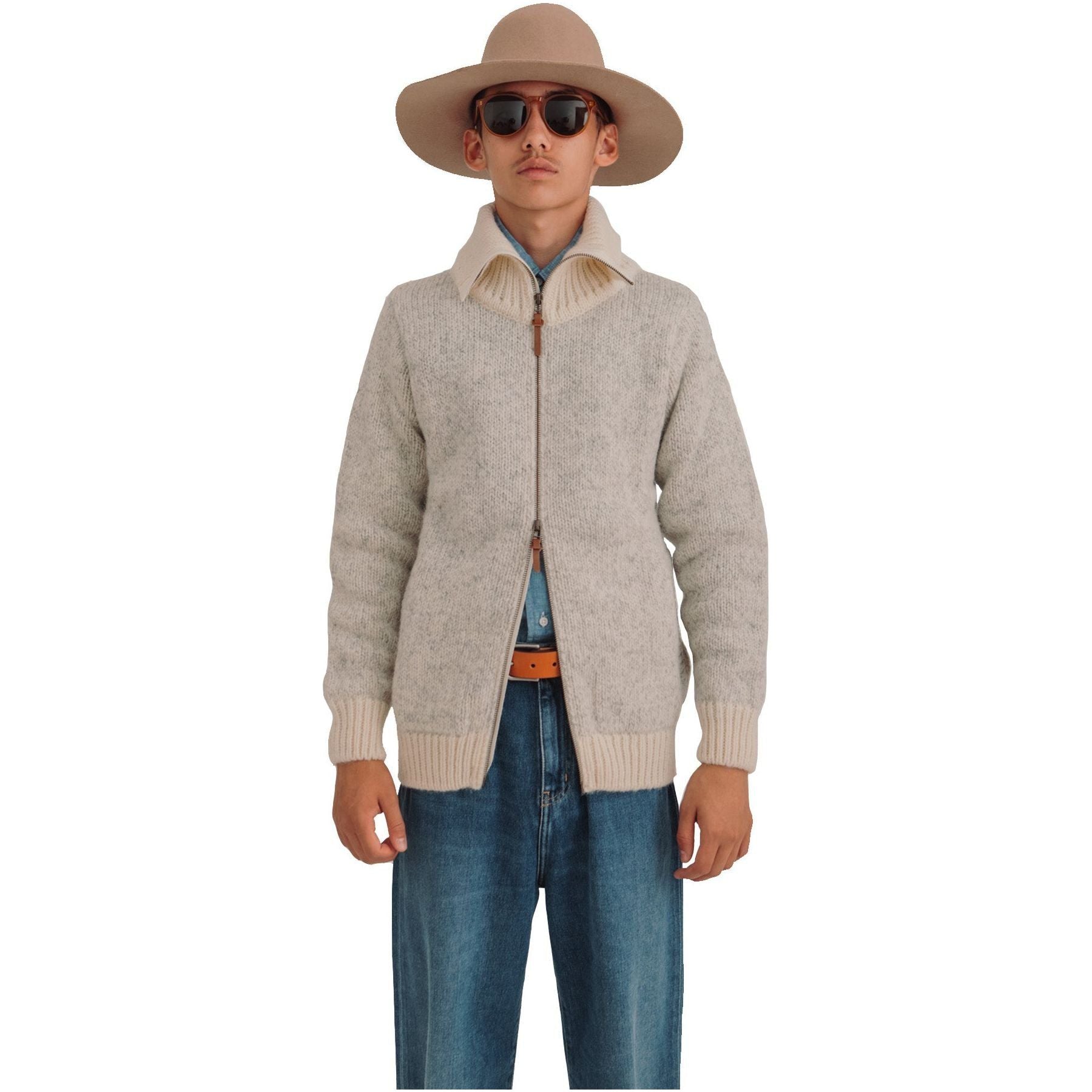 Devold Sweaters Nansen Zip Cardigan, Grey Melange/Off-White