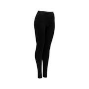 Devold W Breeze Long Johns in black are shown upright on a white background, featuring a fitted waist and ankle-length design.