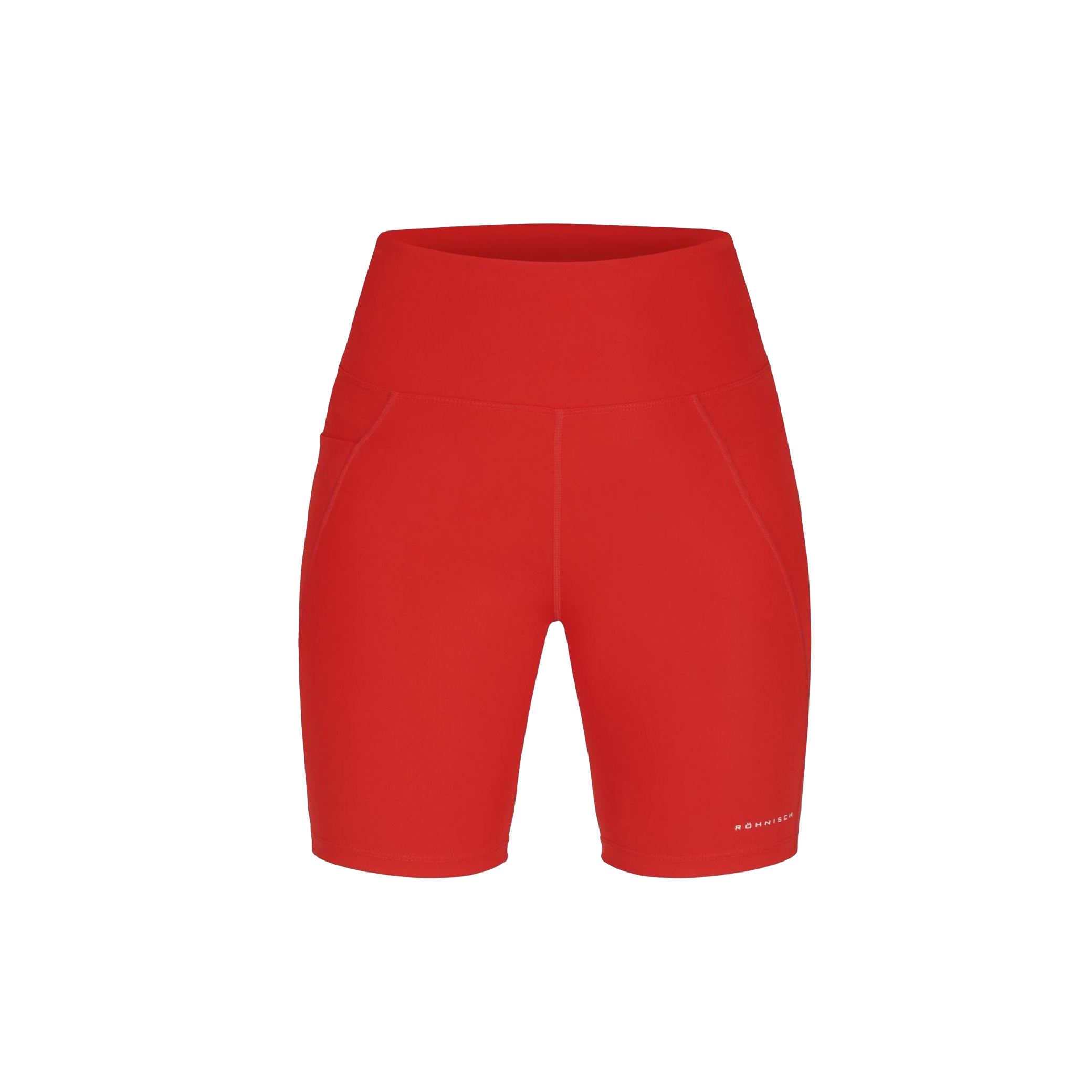 Rohnisch's Flattering High Waist Bike Tights, crafted from breathable fabric and featuring side pockets, isolated on a white background.