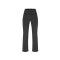Rohnisch's Flattering High Waist Pants are black, high-waisted yoga pants with flared legs, made from breathable, moisture-wicking fabric and featuring a subtle thigh logo.