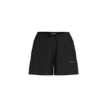 Introducing Rohnisch's Frankie Wind Shorts in black polyamide for comfort. These drawstring shorts offer side pockets and feature a small logo on the left leg, blending style with functionality.