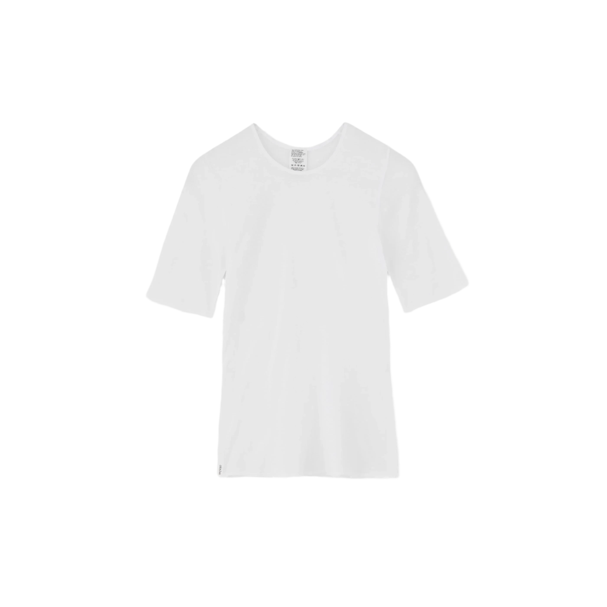 The Gentle SS T-Shirt by Aiayu, made from soft organic cotton, is set against a black background.