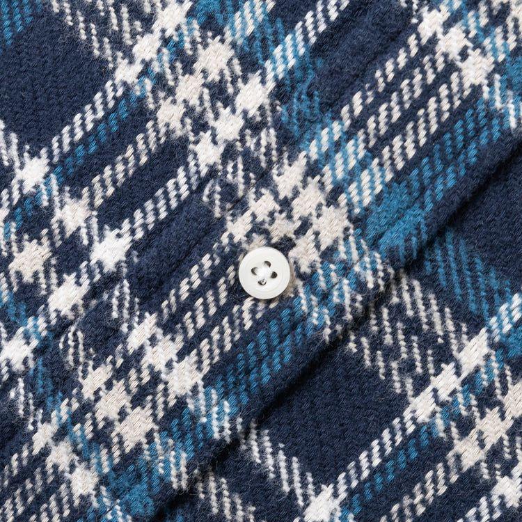 Gitman Vintage fw23 M Button Down L/S White Brushed Tripple Yarn Flannel Shirt, Navy/Blue/White
