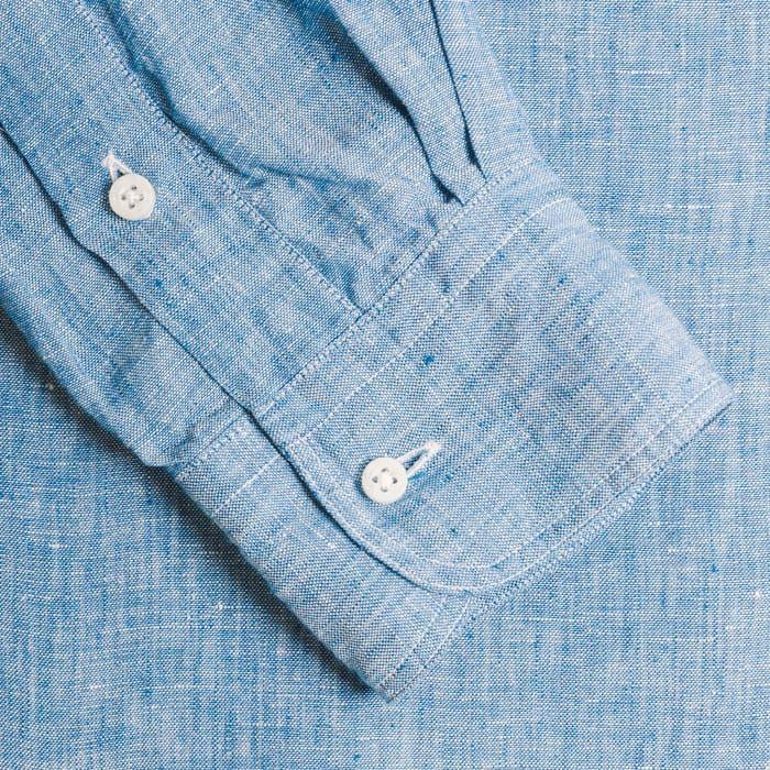 Gitman Vintage M Button Down Shirt Blue Chambray Linen Shirt