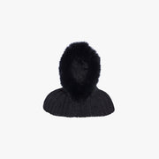 Goldbergh W Scarf Naomi Hooded Scarf Faux Border, Black