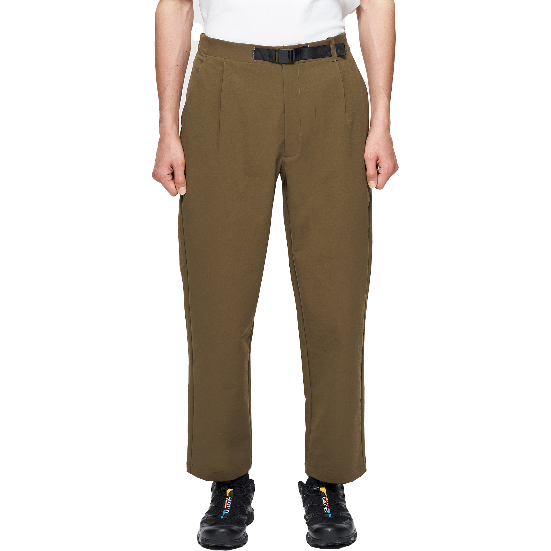 Goldwin U Pants X-Small One Tuck Tapered Pant, Dark Taupe