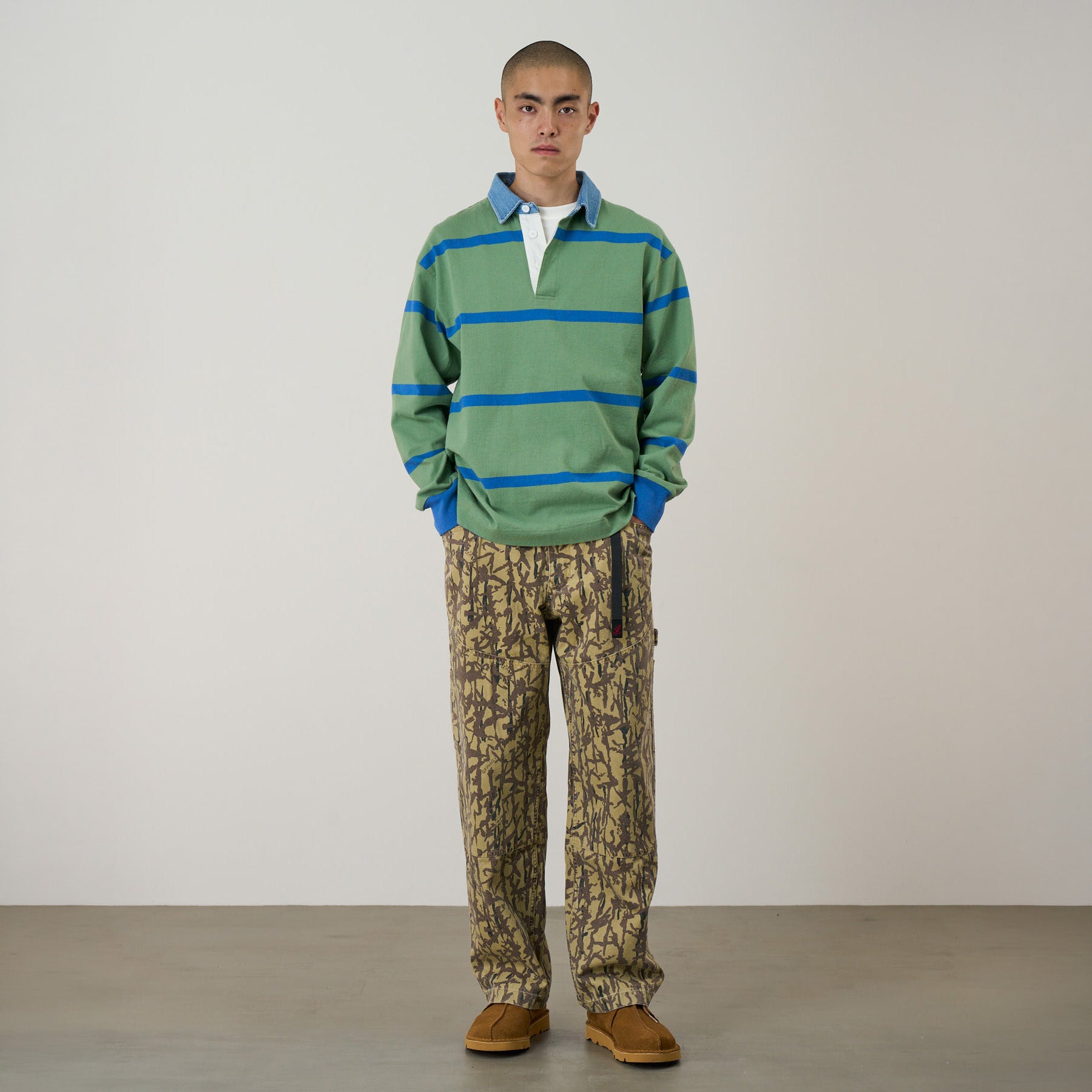 Gramicci Langdon Rugby Shirt - Olive/Blue