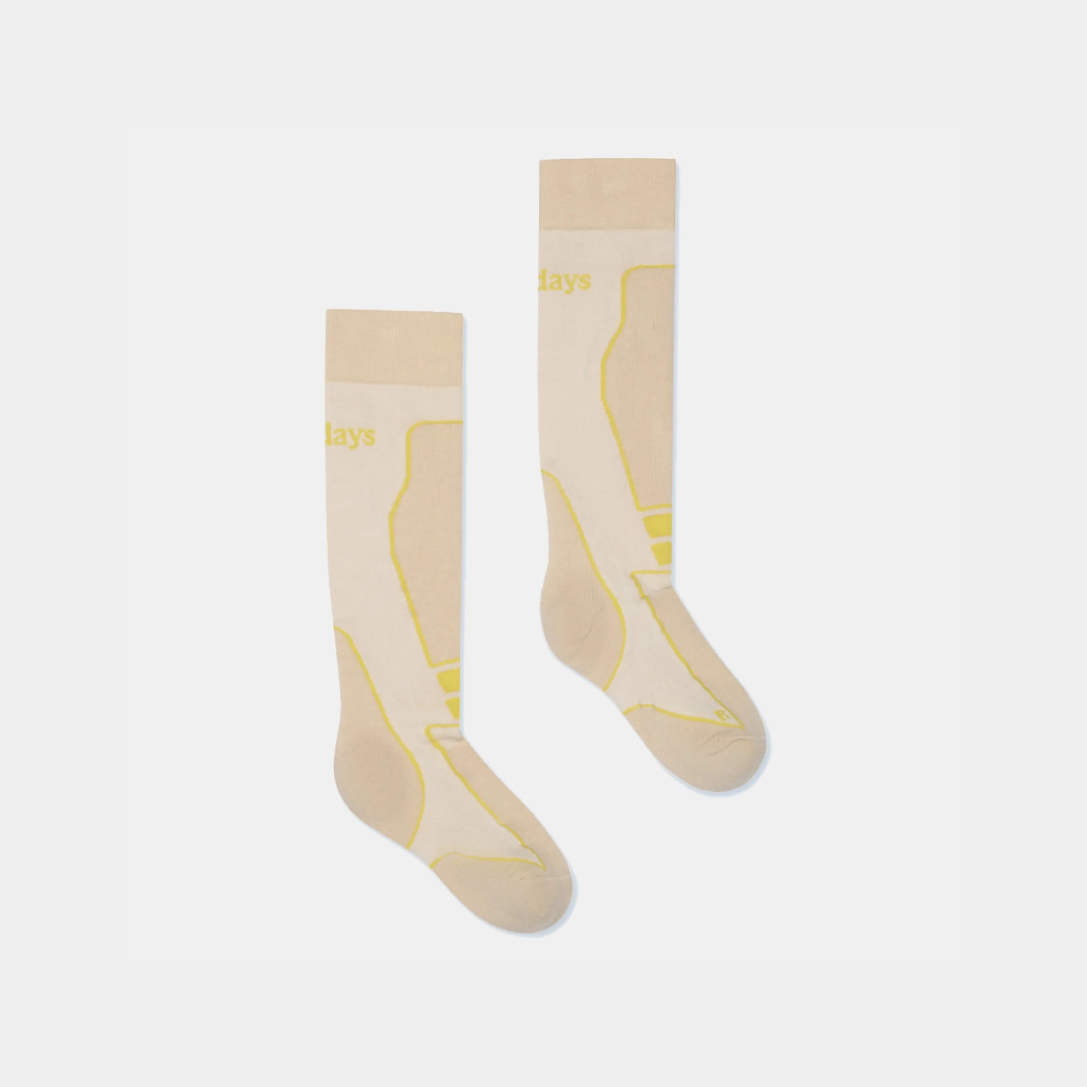 Halfdays Ski Sock Light Cushion Ski Sock - Oatmilk/Lightning