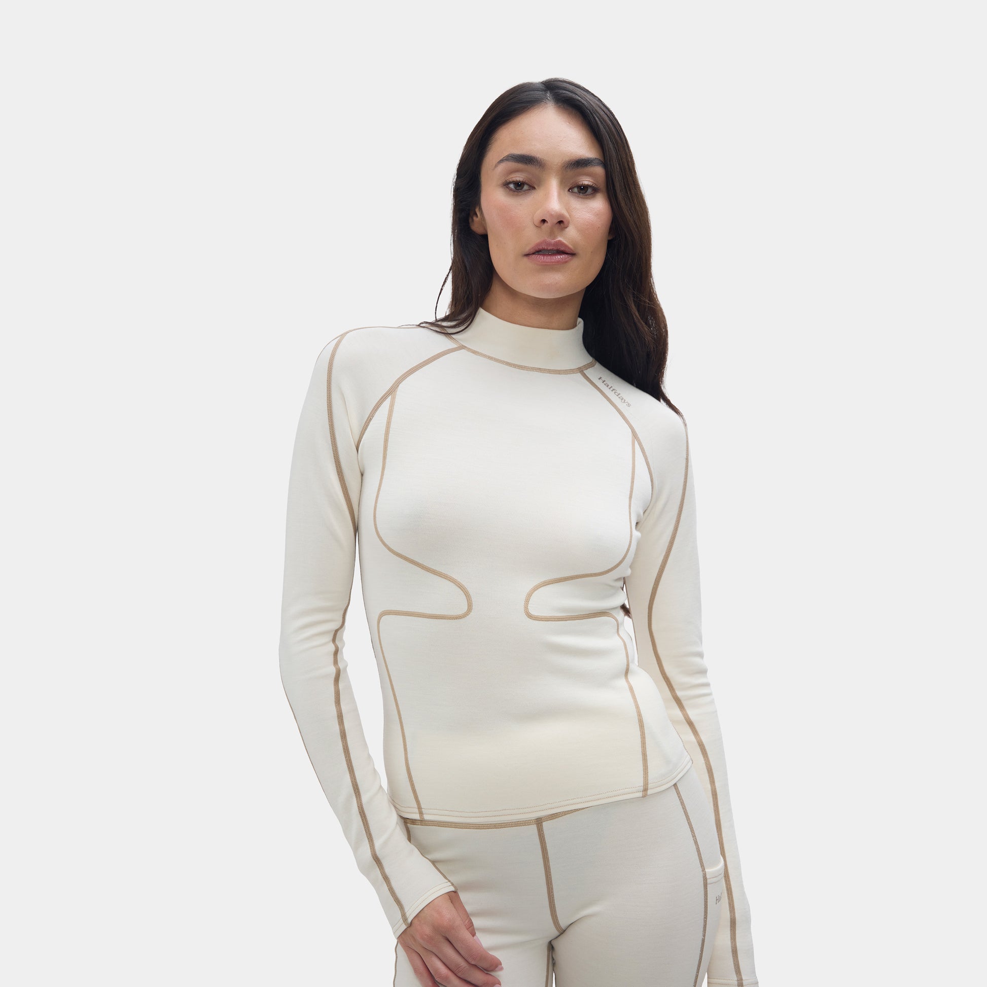 Halfdays W Base Layer Oatmilk / XS Fay Merino Top