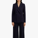 Harris Wharf Blazers D.B. Blazer w/ Shoulder Pads Crepe Viscos - Navy Blue