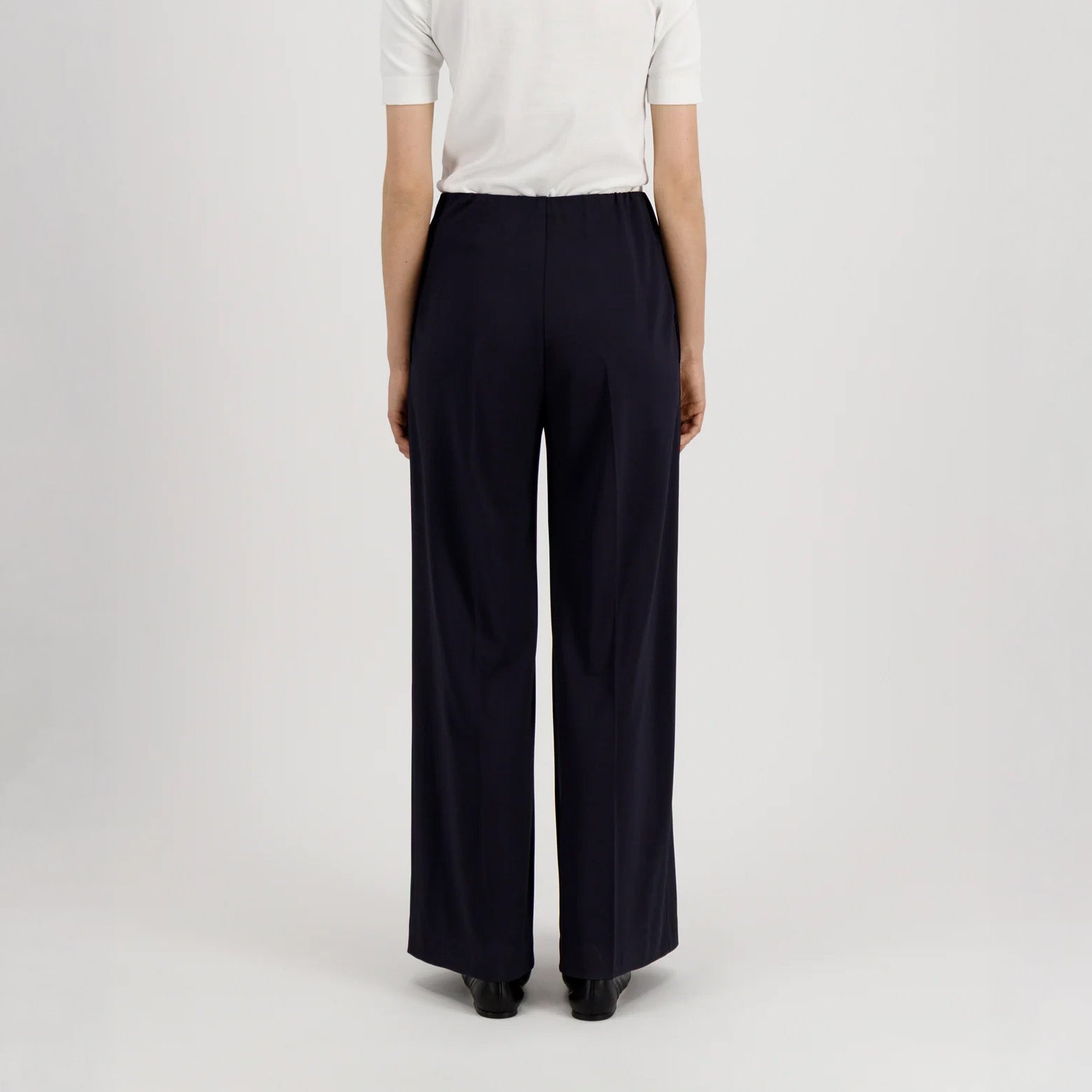 Harris Wharf Pants Flared Trousers Crepe Viscose - Navy Blue
