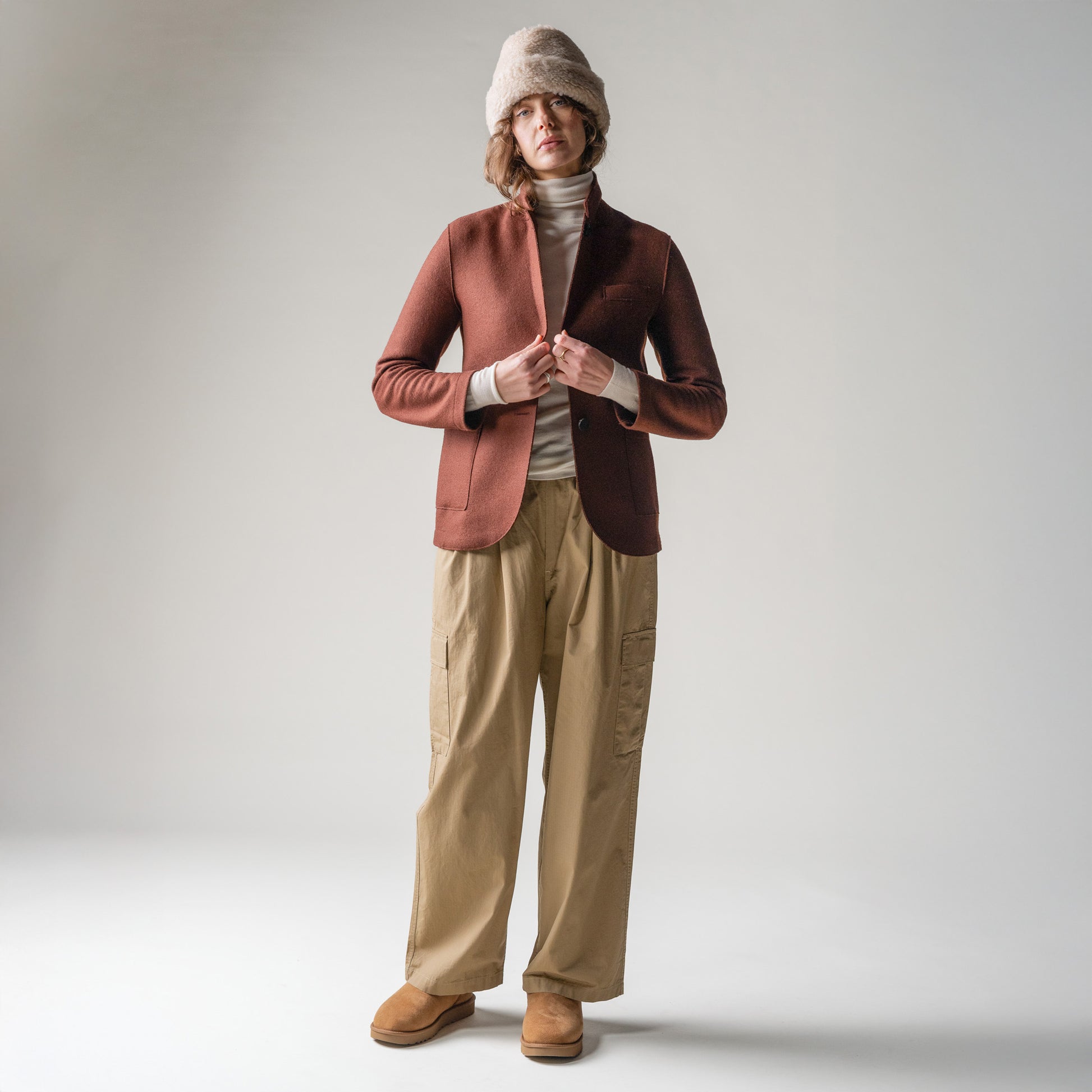 Harris Wharf W Blazer W Stand Up Collar Blazer Lt Wool, Cognac