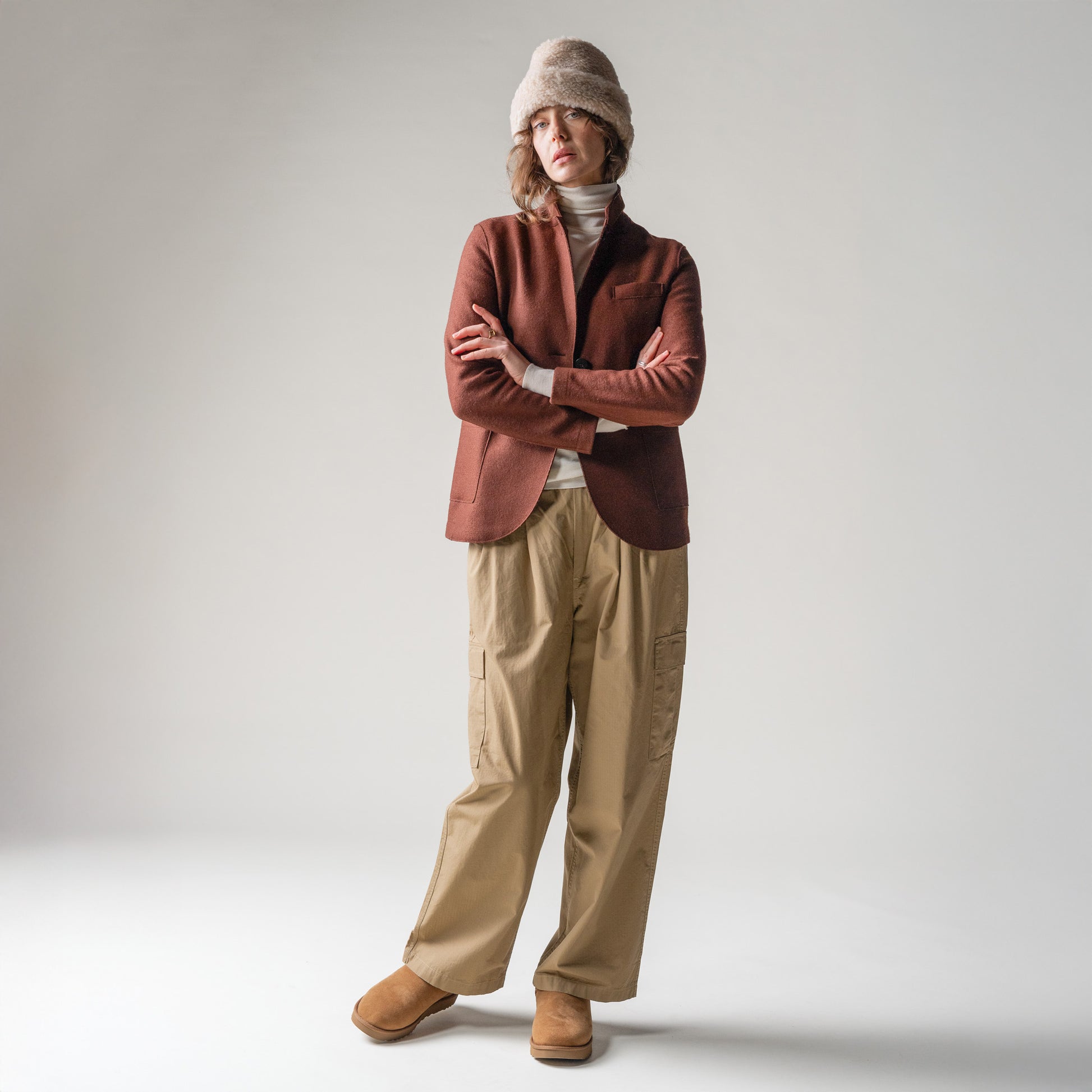 Harris Wharf W Blazer W Stand Up Collar Blazer Lt Wool, Cognac