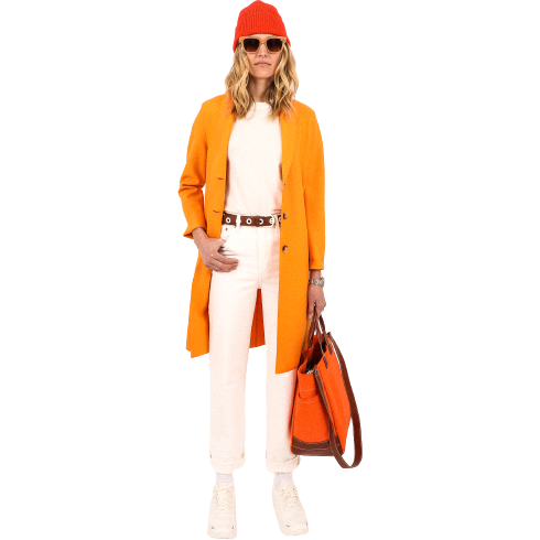 Harris Wharf W Coat W Overcoat Lt Pressed Wool, Orange Peel