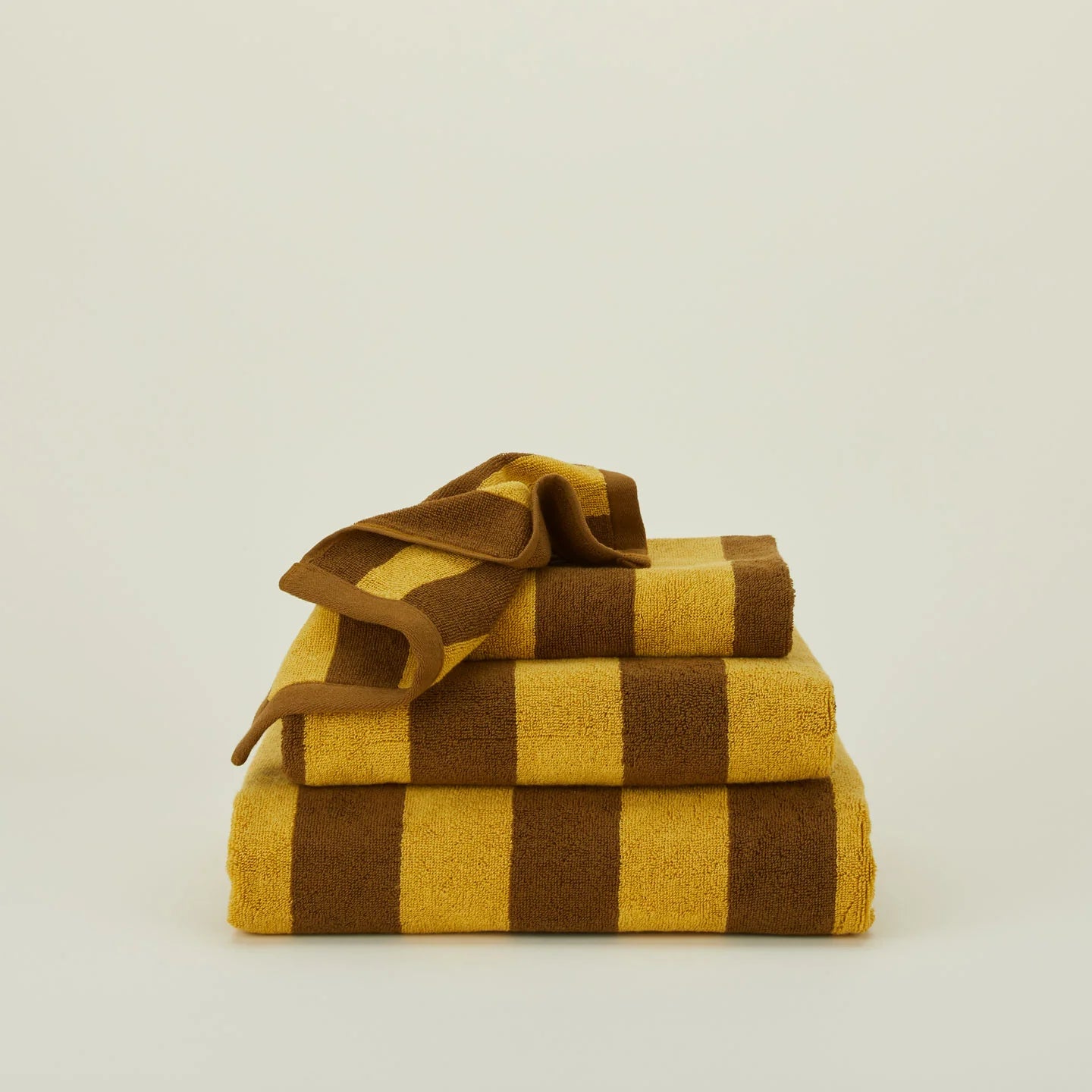 Hawkins New York Bath Simple Striped Terry Hand Towel, Mustard/Bronze