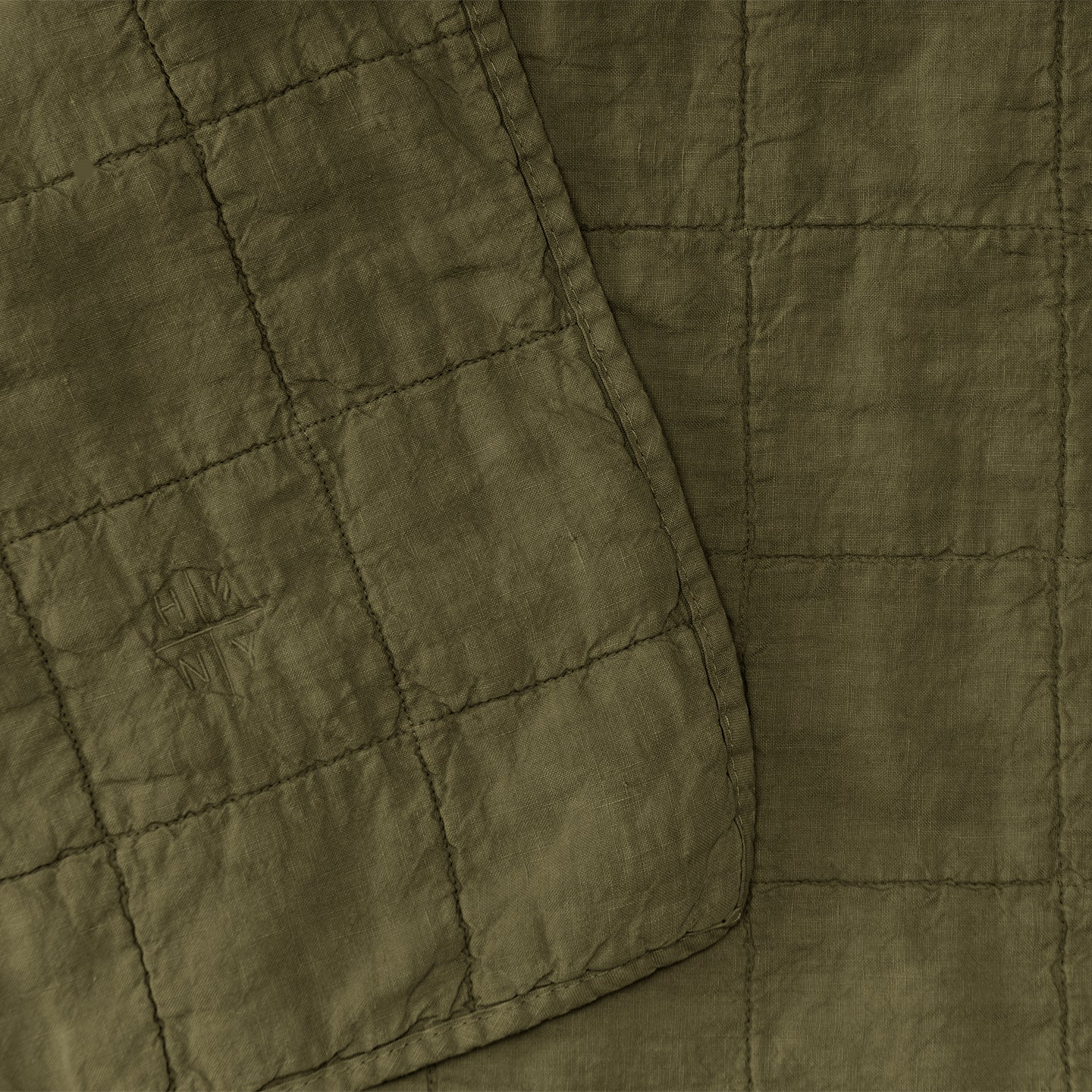 Hawkins New York Bedding Olive Simple Linen Quilt - King