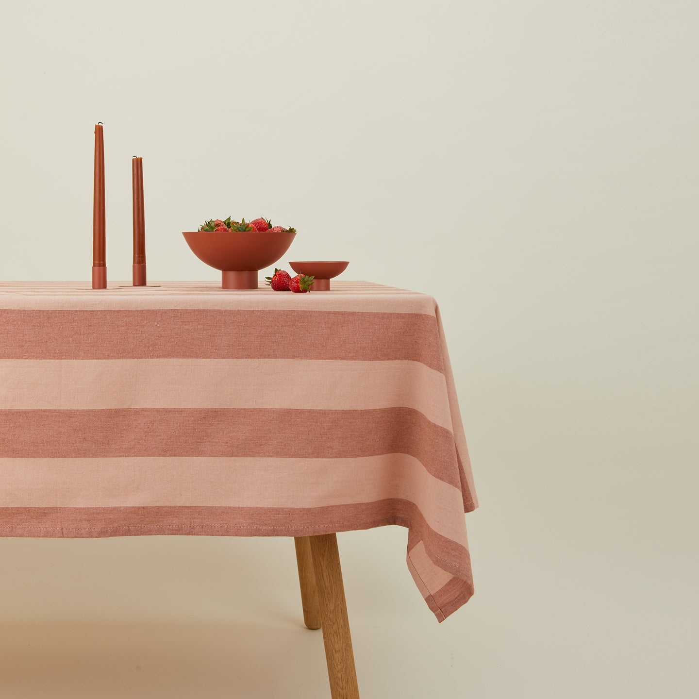 Hawkins New York PANTRY - Home Essential Striped Tablecloth, Blush/Terracotta