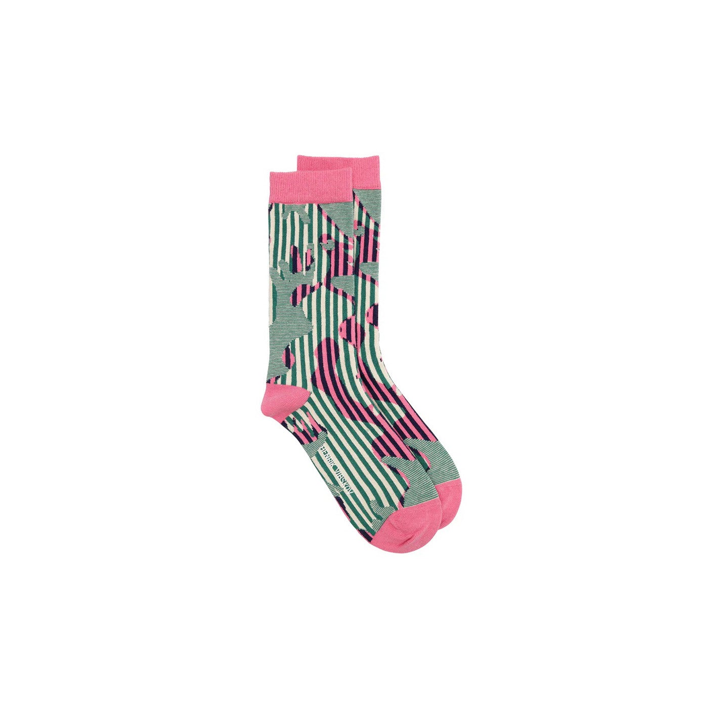 Henrik Vibskov W Socks Pink Green Handsome Grid Handsome Hands Socks Femme