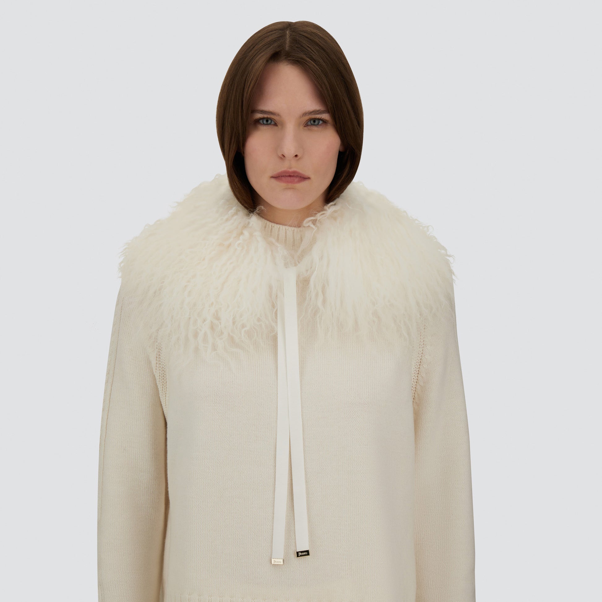 Herno Scarf Mongolian Collar - Bianco