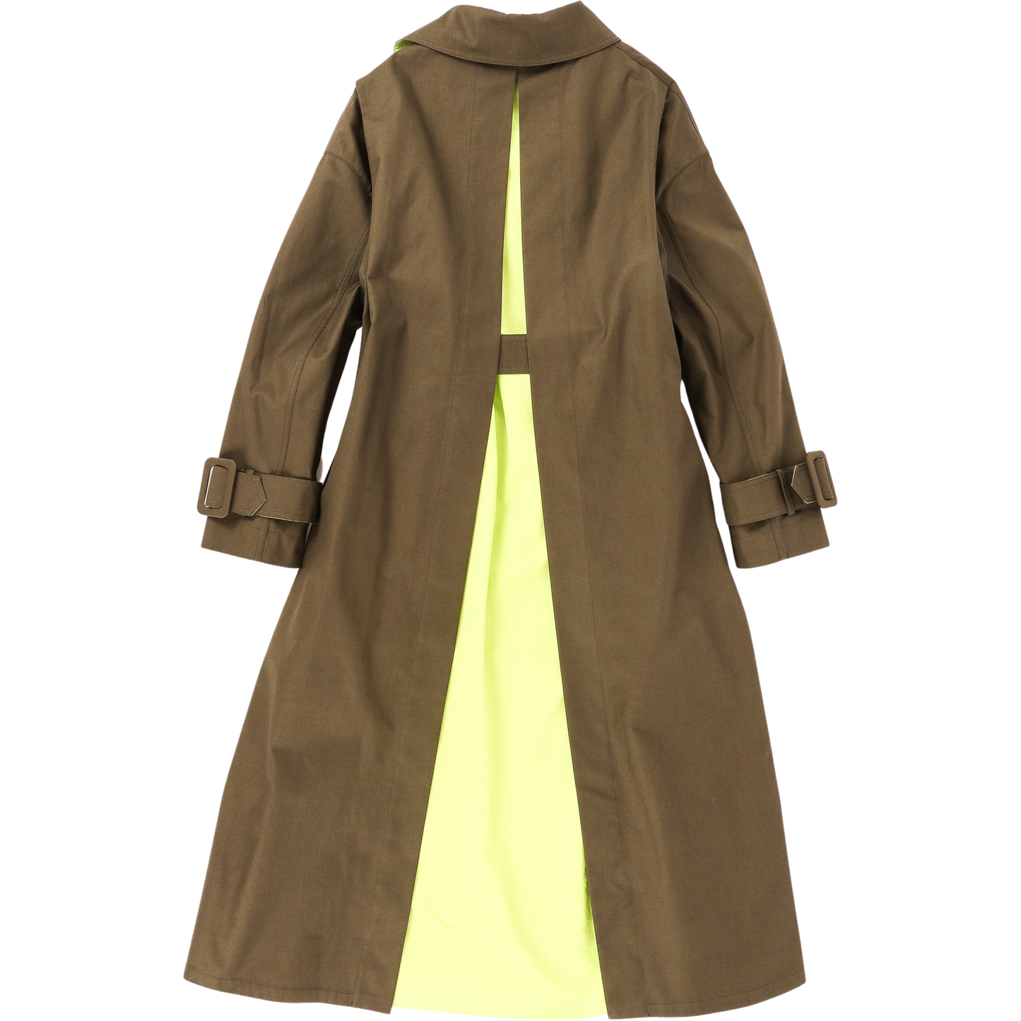 Herno W Rain Jacket Trench Coat, Olive/Neon