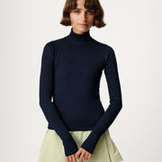 Hikerkind W Top Woad / XS Ribbed Merino Turtleneck 01