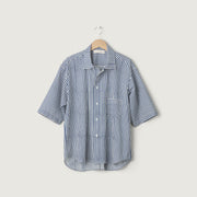 Jan Machenhauer M S/S Button Down Fred S/S Shirt, Block Print Navy Stripe