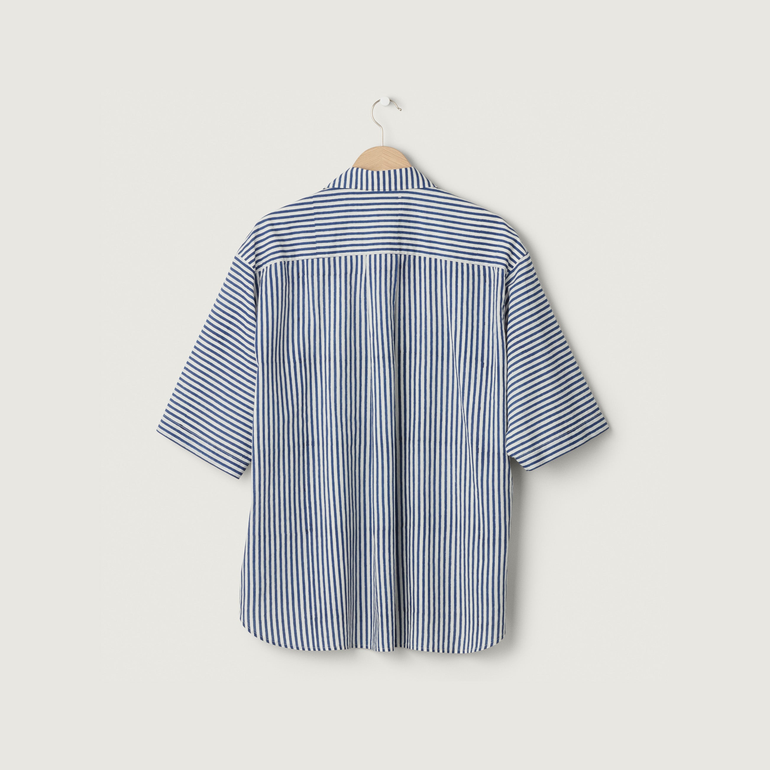 Jan Machenhauer M S/S Button Down Fred S/S Shirt, Block Print Navy Stripe