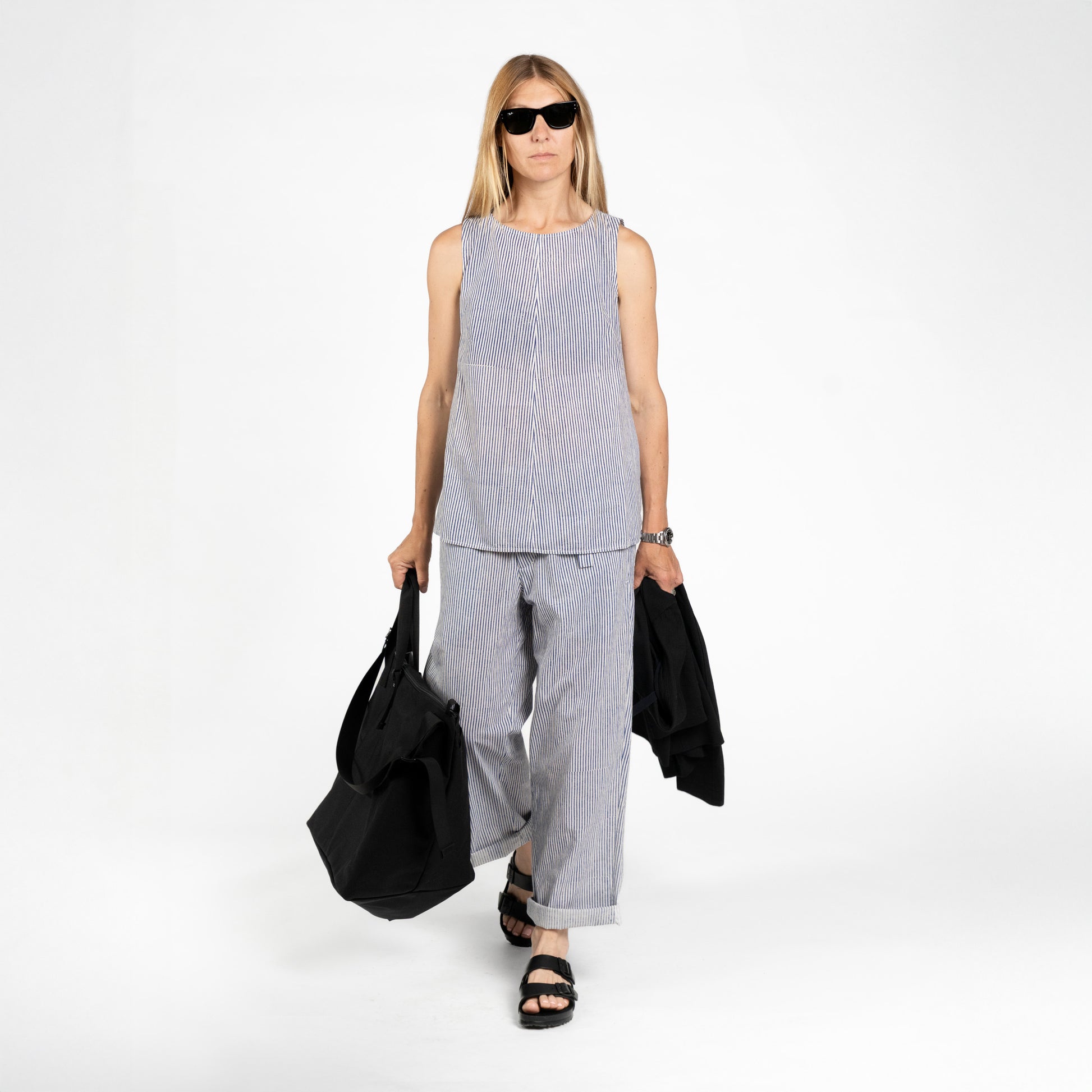 Jan Machenhauer W Tank-Tops Louise Tank, Block Print Navy Stripe