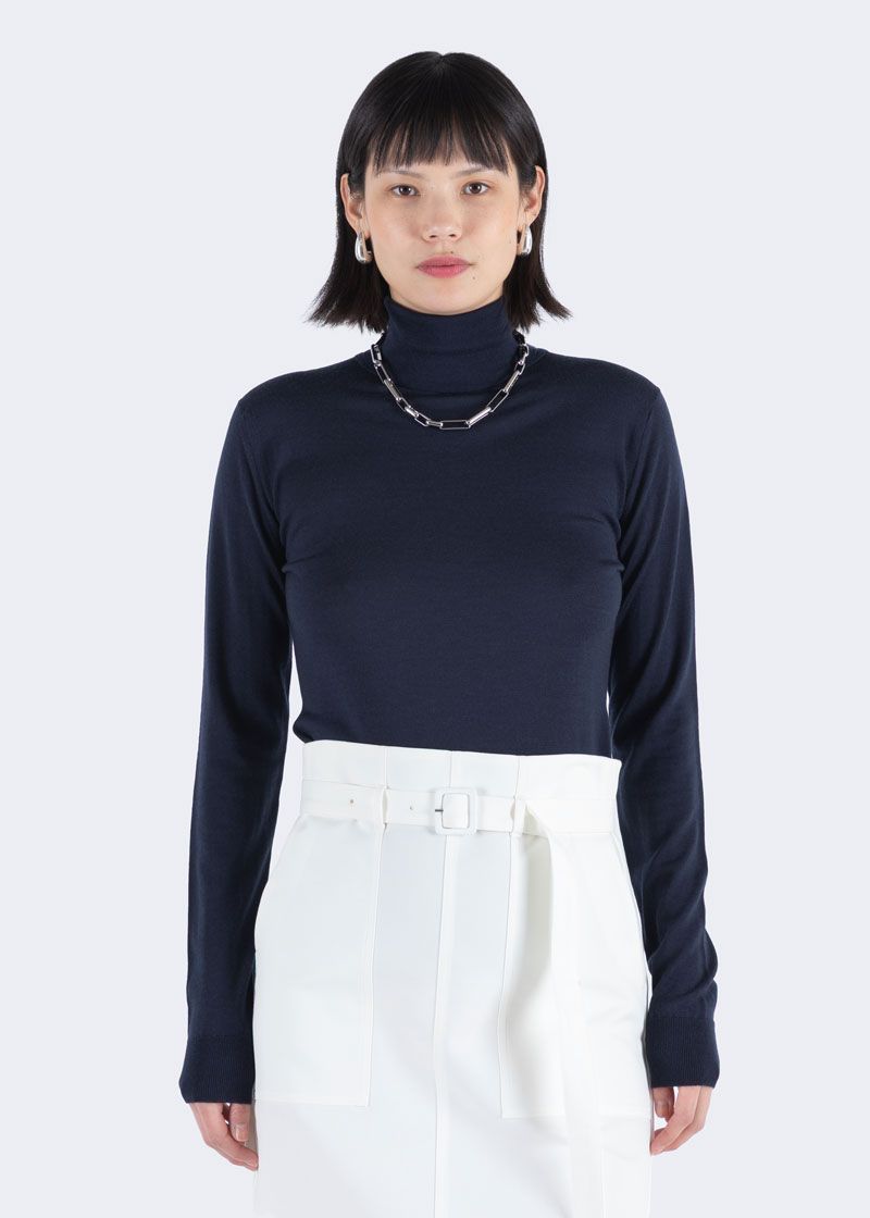 John Smedley W Sweater Catkin Turtleneck - Midnight