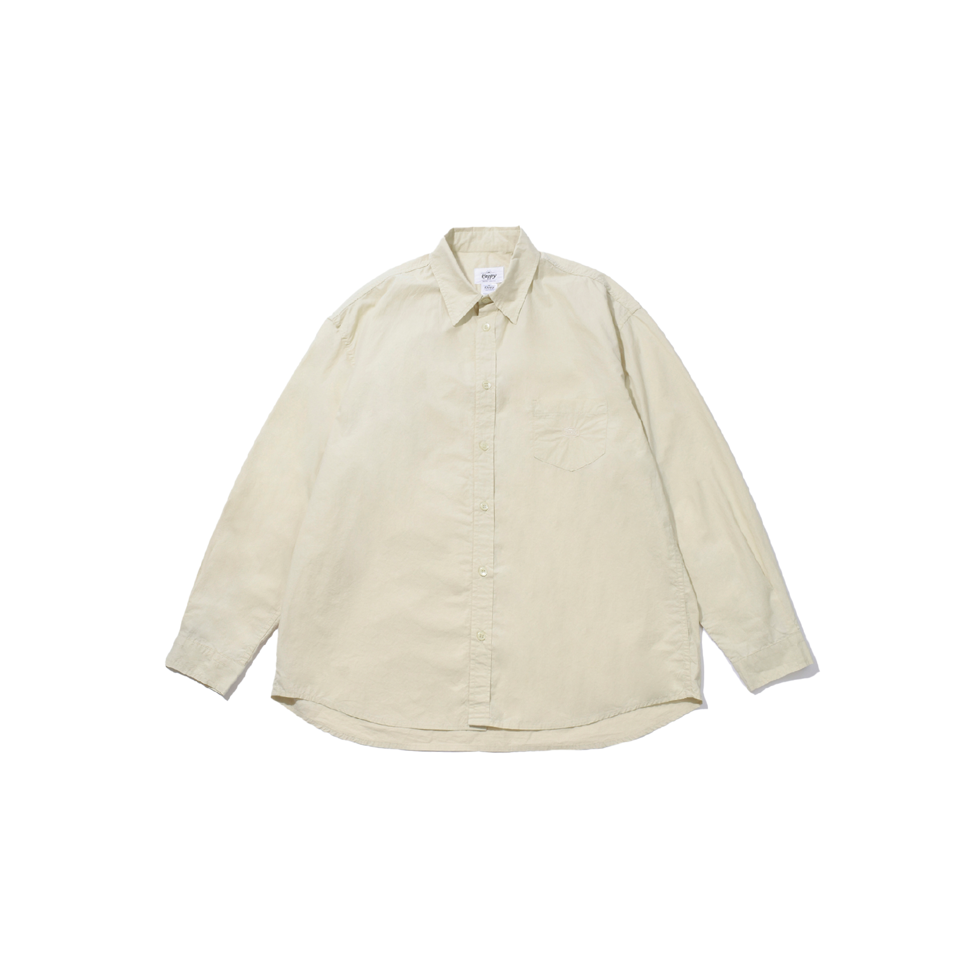 Kappy U LS Button Down Shirt Beige Relaxed Cotton Shirt