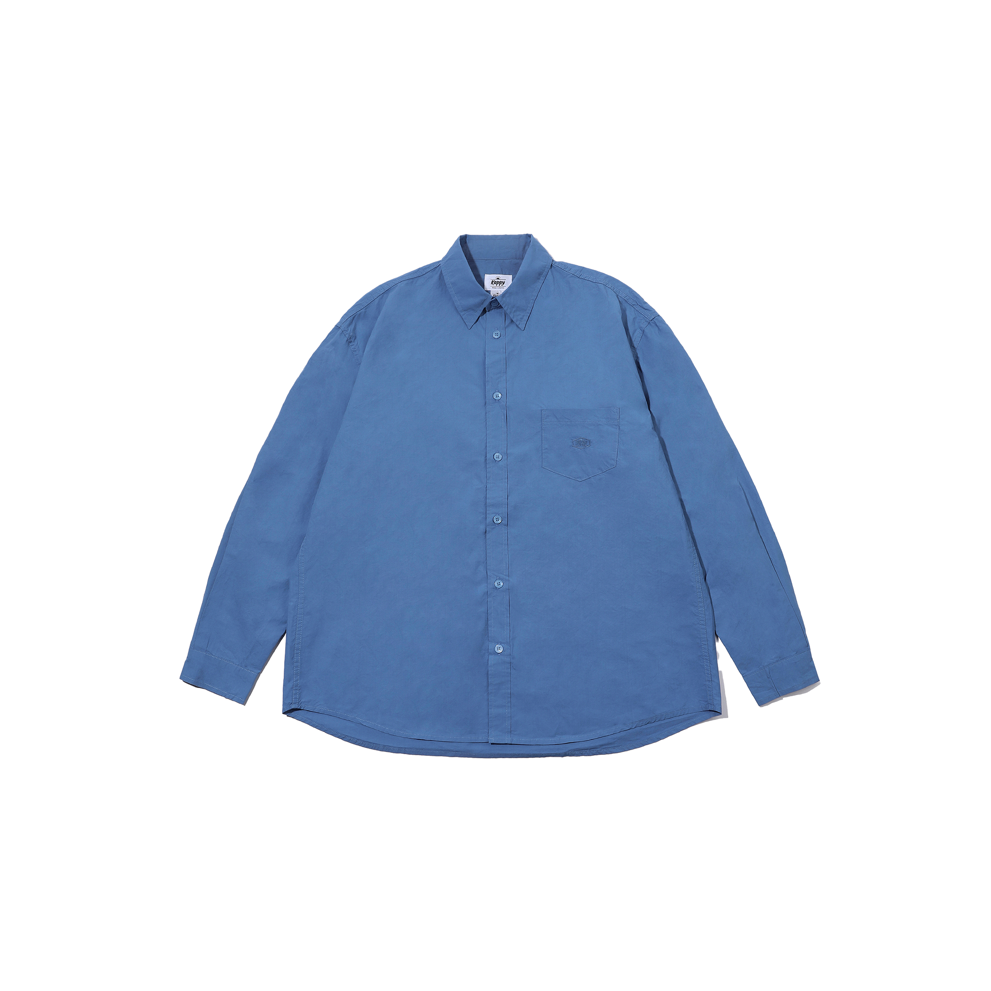 Kappy U LS Button Down Shirt Blue Relaxed Cotton Shirt