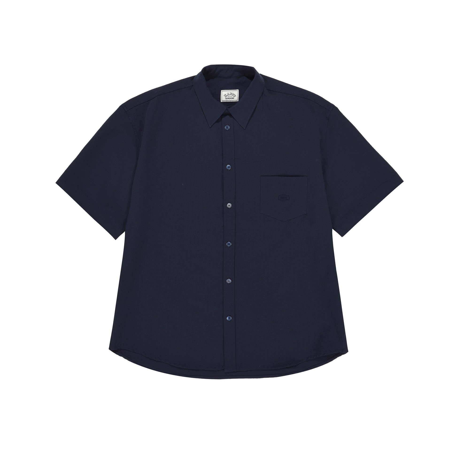 Kappy U Shirting Navy Relaxed Seersucker Half Shirt