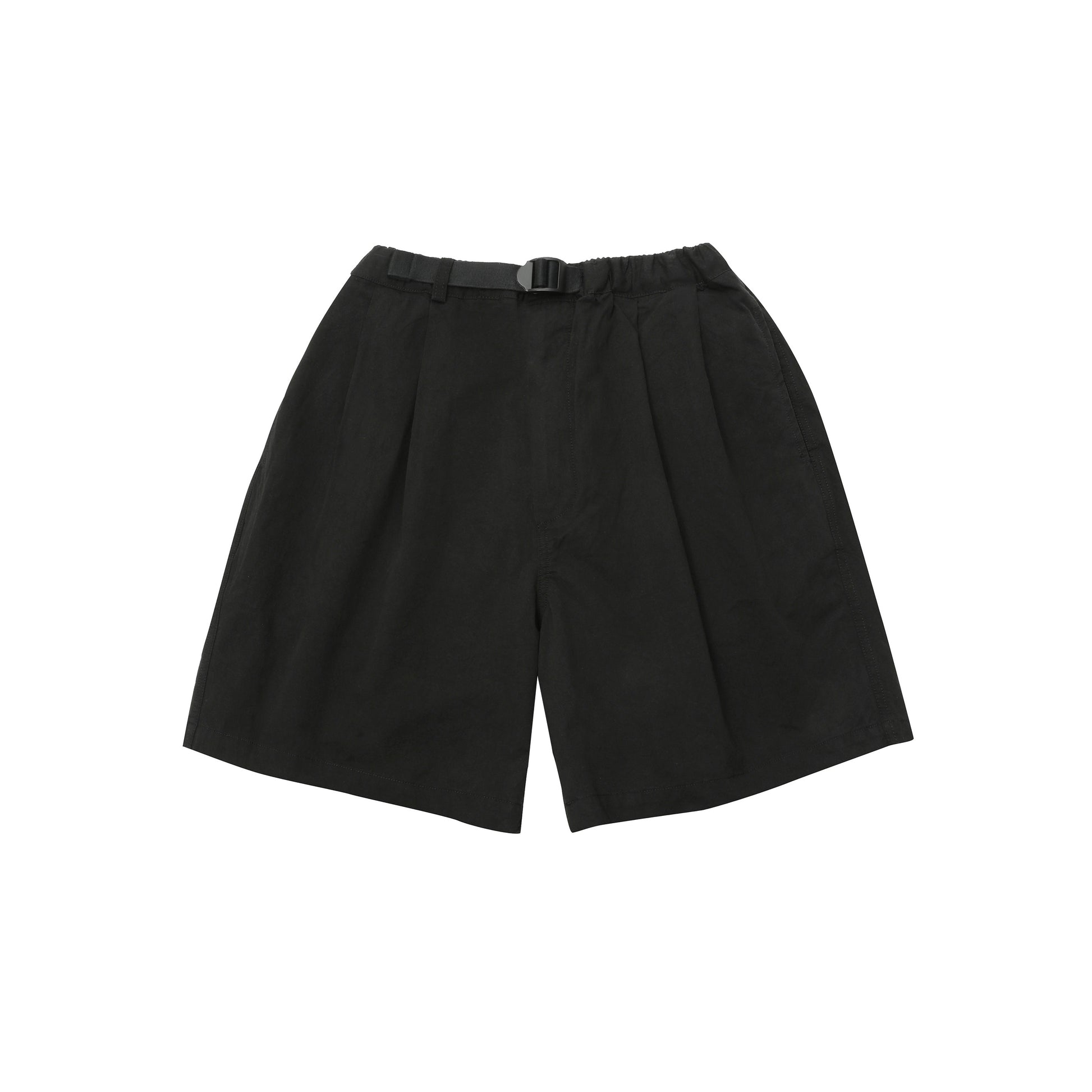 Kappy U Shorts Black Two Tuck Wide Half Pants