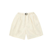 Kappy U Shorts Cream Two Tuck Wide Half Pants