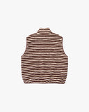 Kappy Vests Brown / O/S Stripe Fleece Zipper Vest - Brown