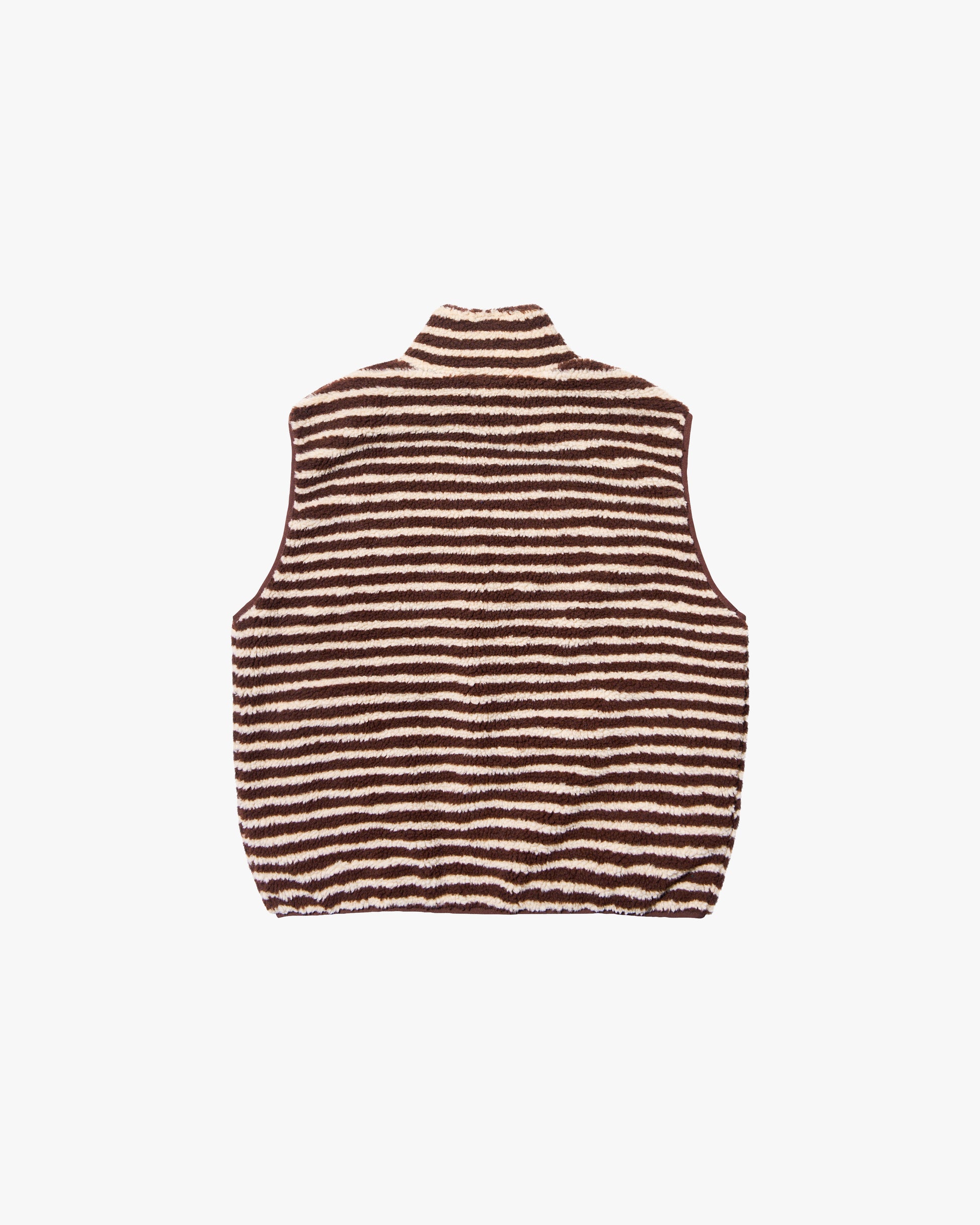 Kappy Vests Brown / O/S Stripe Fleece Zipper Vest - Brown
